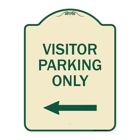 Signmission Reserved Parking Visitor Parking W/ Left Arrow Heavy-Gauge Aluminum Sign, 24" x 18", TG-1824-23021 A-DES-TG-1824-23021